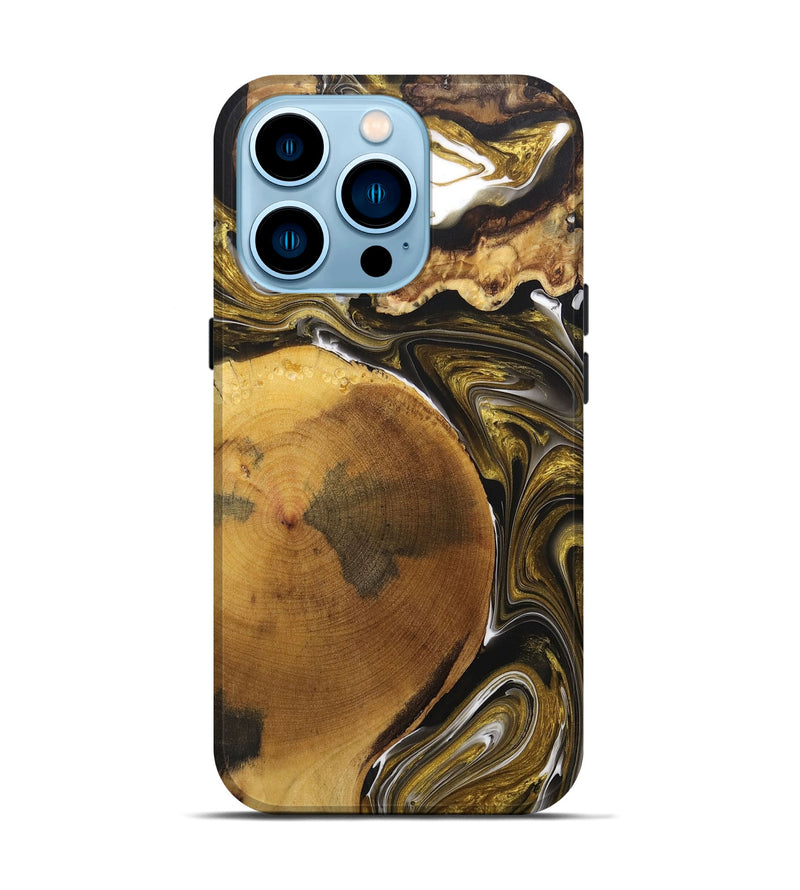 iPhone 14 Pro Wood+Resin Live Edge Phone Case - Lowell (Black & White, 705422)