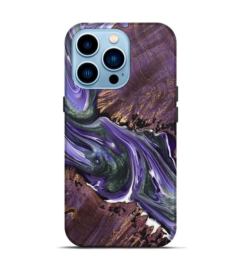 iPhone 14 Pro Wood+Resin Live Edge Phone Case - Malakai (Purple, 705423)