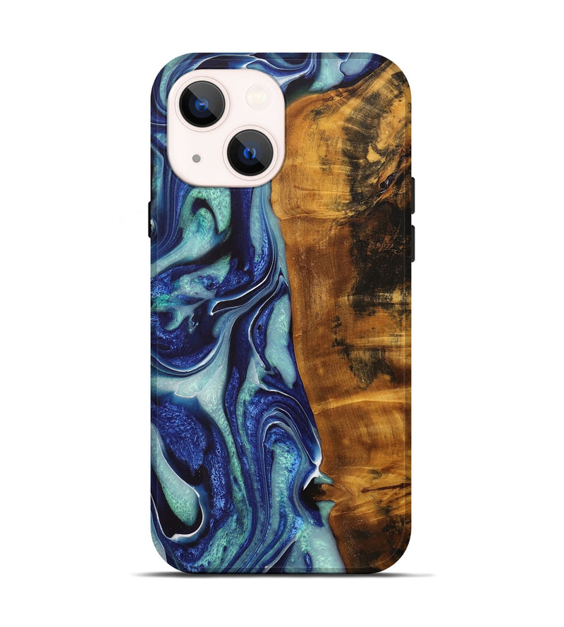 iPhone 14 Wood+Resin Live Edge Phone Case - Kassandra (Blue, 705432)
