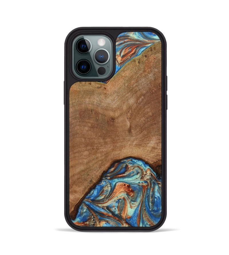 iPhone 12 Pro Wood+Resin Phone Case - Brent (Teal & Gold, 705536)