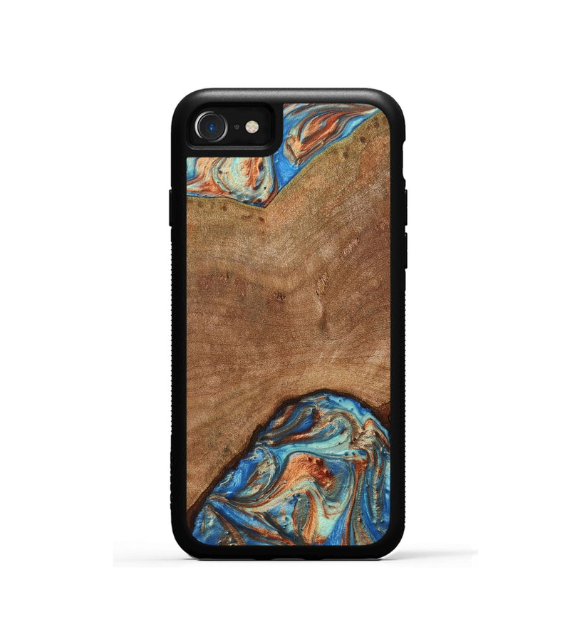 iPhone SE Wood+Resin Phone Case - Brent (Teal & Gold, 705536)