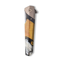 Live Edge Wood+Resin Pocket Knife - Renee (Black & White, 705610)