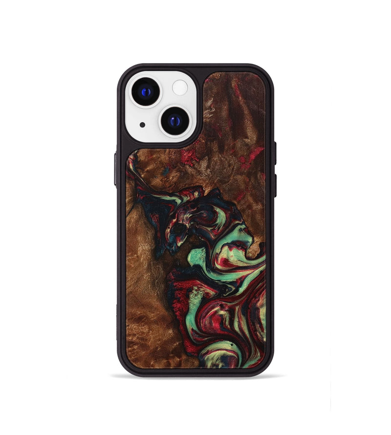 iPhone 13 mini Wood+Resin Phone Case - Kelsie (Red, 705646)