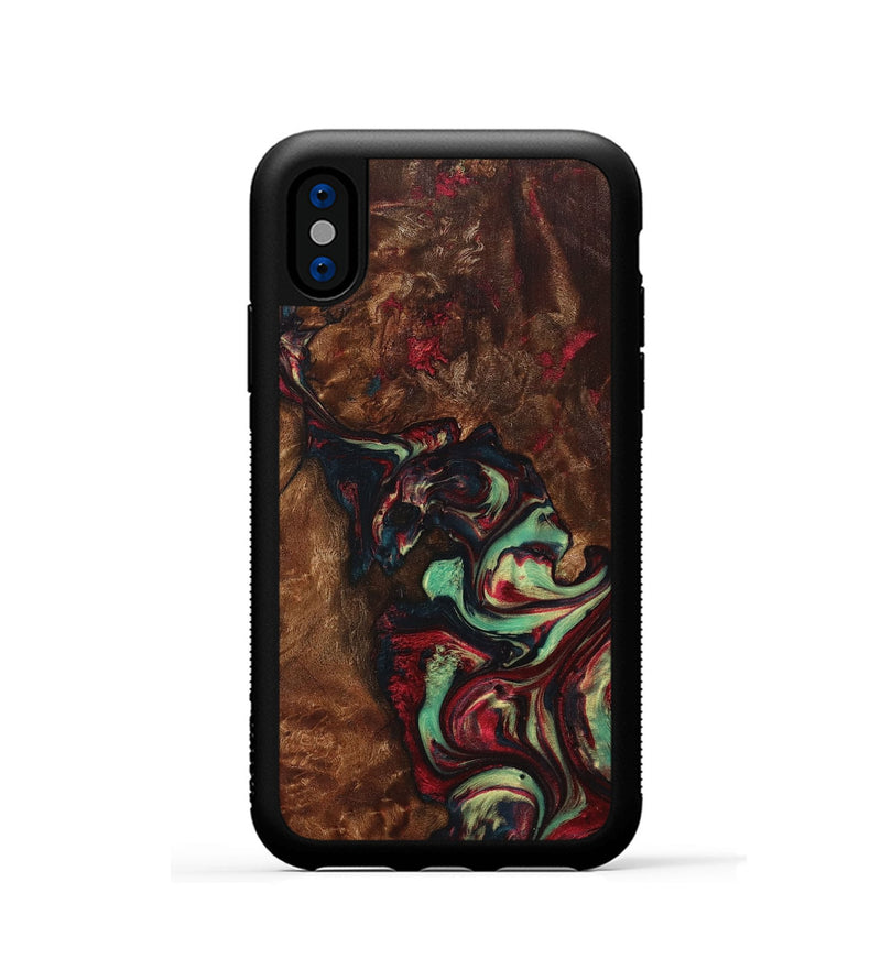 iPhone Xs Wood+Resin Phone Case - Kelsie (Red, 705646)