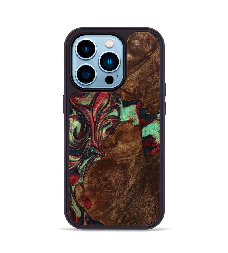 iPhone 14 Pro Wood+Resin Phone Case - Claire (Red, 705650)