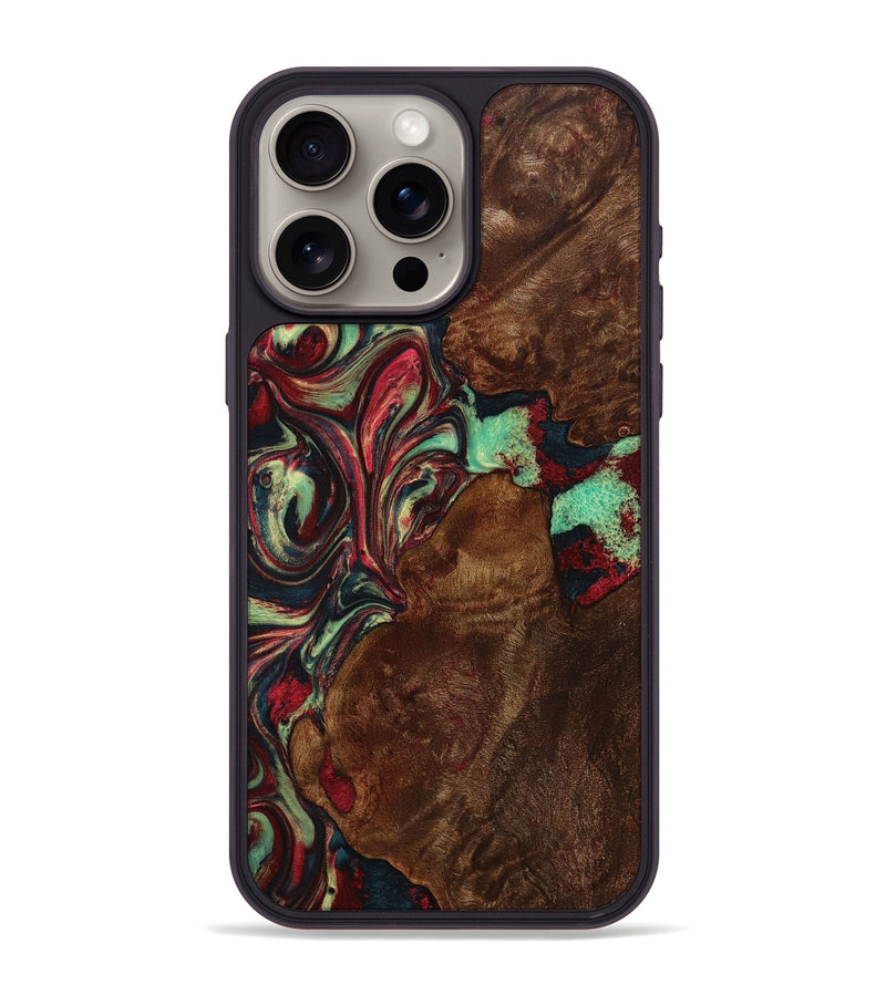 iPhone 15 Pro Max Wood+Resin Phone Case - Claire (Red, 705650)