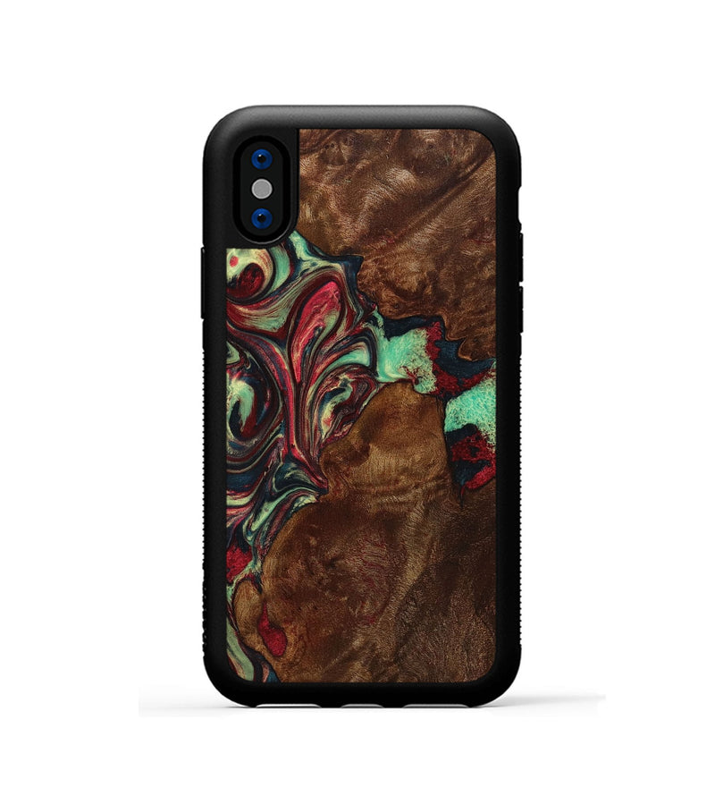 iPhone Xs Wood+Resin Phone Case - Claire (Red, 705650)