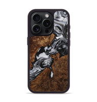 iPhone 15 Pro Wood+Resin Phone Case - Willie (Black & White, 705669)
