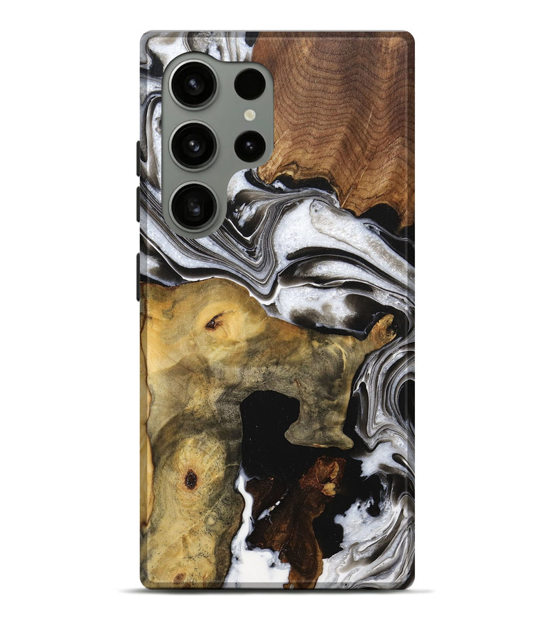 Galaxy S24 Ultra Wood+Resin Live Edge Phone Case - Kristen (Black & White, 705705)