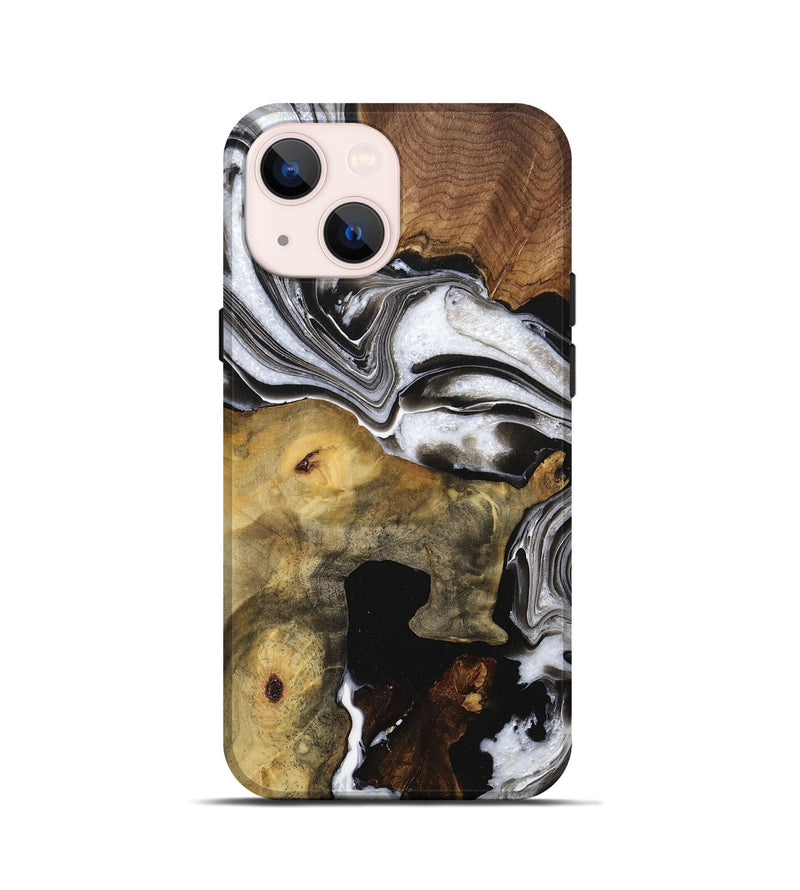 iPhone 13 mini Wood+Resin Live Edge Phone Case - Kristen (Black & White, 705705)