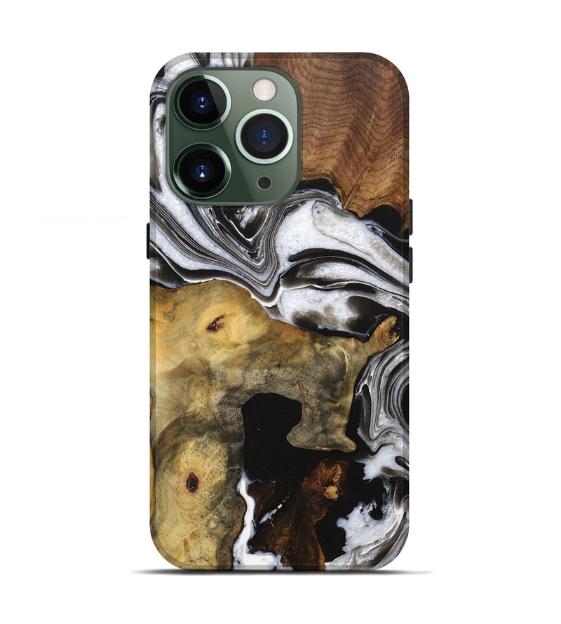 iPhone 13 Pro Wood+Resin Live Edge Phone Case - Kristen (Black & White, 705705)