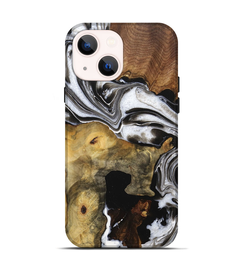 iPhone 14 Wood+Resin Live Edge Phone Case - Kristen (Black & White, 705705)