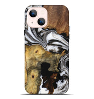 iPhone 14 Plus Wood+Resin Live Edge Phone Case - Kristen (Black & White, 705705)