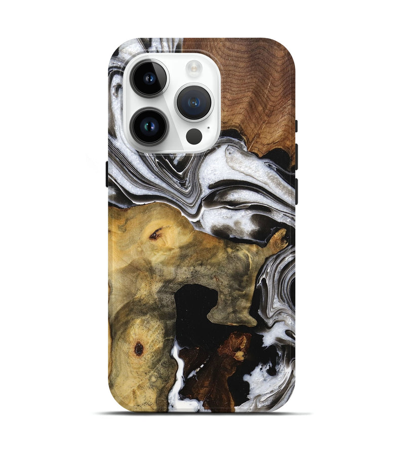 iPhone 15 Pro Wood+Resin Live Edge Phone Case - Kristen (Black & White, 705705)