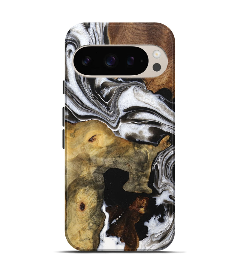 Pixel 9 Wood+Resin Live Edge Phone Case - Kristen (Black & White, 705705)