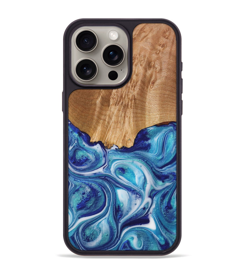 iPhone 15 Pro Max Wood+Resin Phone Case - Talia (Blue, 705870)