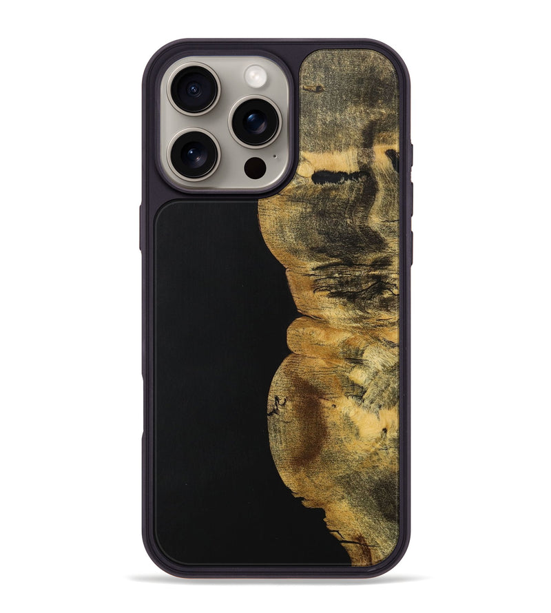 iPhone 16 Pro Max Wood+Resin Phone Case - Kara (Pure Black, 705921)