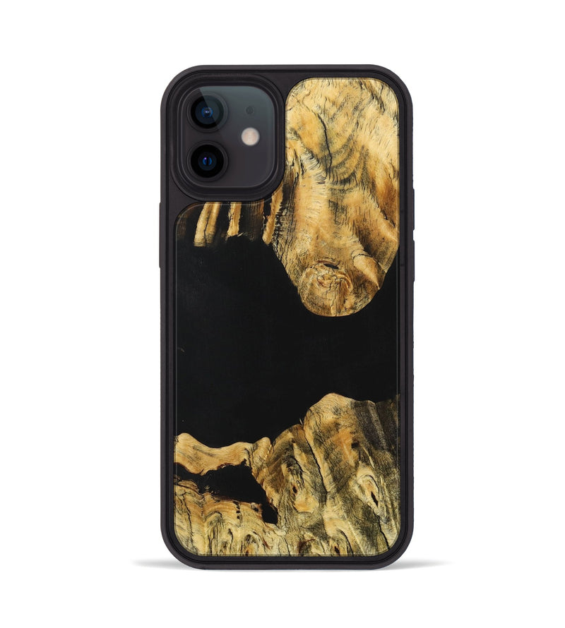 iPhone 12 Wood+Resin Phone Case - Mary (Pure Black, 705925)