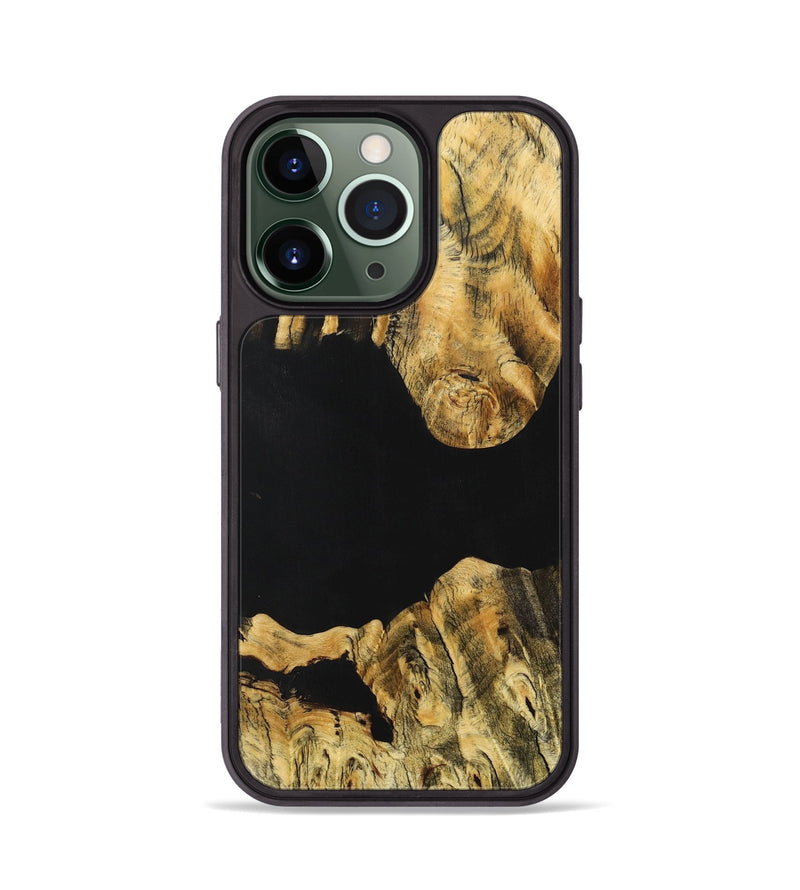 iPhone 13 Pro Wood+Resin Phone Case - Mary (Pure Black, 705925)