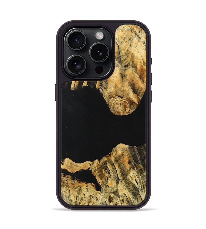 iPhone 15 Pro Wood+Resin Phone Case - Mary (Pure Black, 705925)