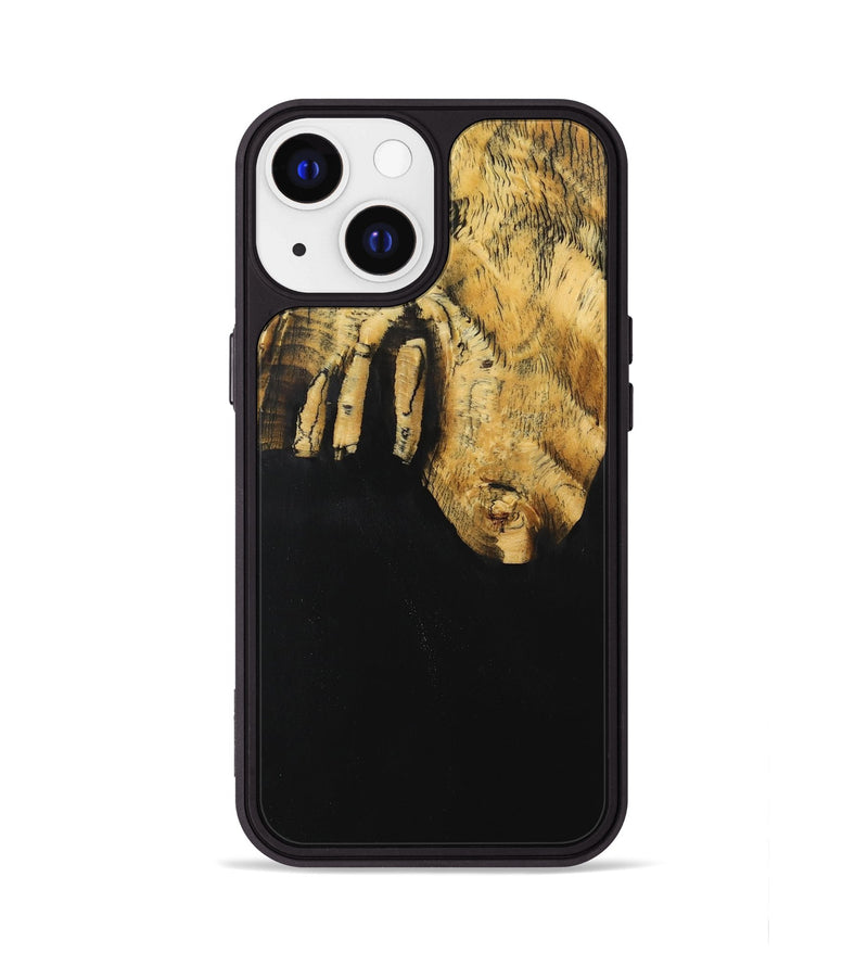 iPhone 13 Wood+Resin Phone Case - Holly (Pure Black, 705933)