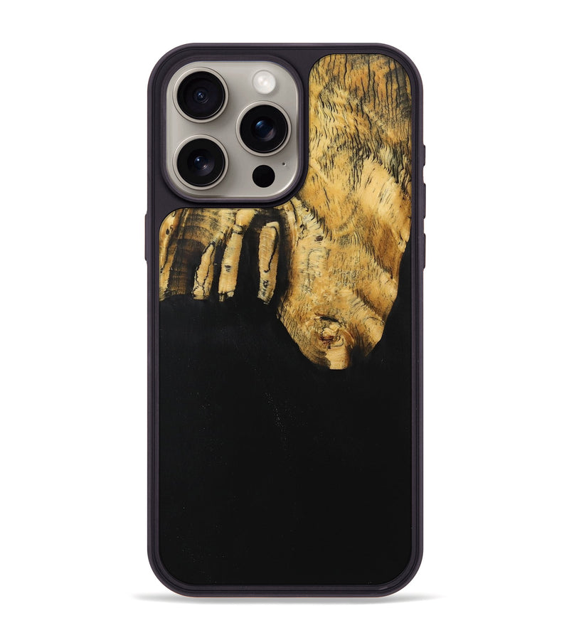 iPhone 15 Pro Max Wood+Resin Phone Case - Holly (Pure Black, 705933)