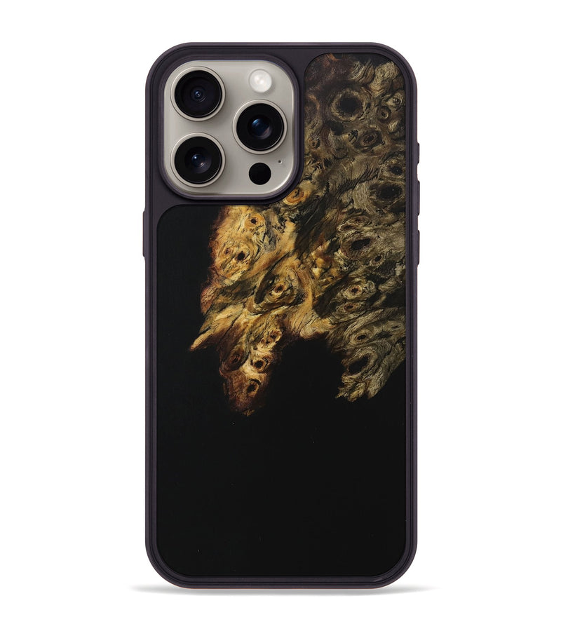 iPhone 15 Pro Max Wood+Resin Phone Case - Lonnie (Pure Black, 705934)