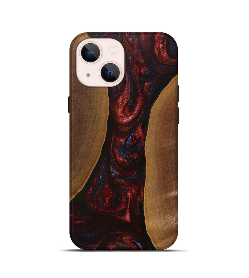 iPhone 13 mini Wood+Resin Live Edge Phone Case - Aiden (Red, 705947)