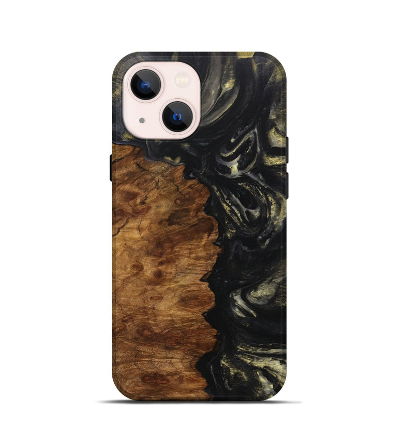 iPhone 13 mini Wood+Resin Live Edge Phone Case - Ronan (Black & White, 705949)
