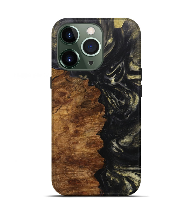 iPhone 13 Pro Wood+Resin Live Edge Phone Case - Ronan (Black & White, 705949)