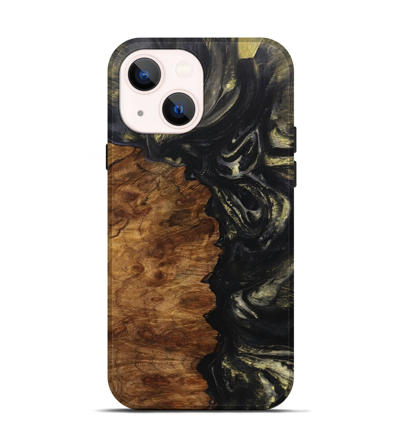 iPhone 14 Wood+Resin Live Edge Phone Case - Ronan (Black & White, 705949)