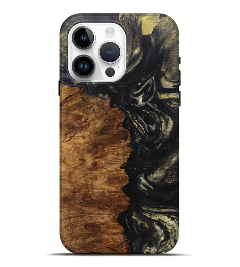 iPhone 15 Pro Max Wood+Resin Live Edge Phone Case - Ronan (Black & White, 705949)