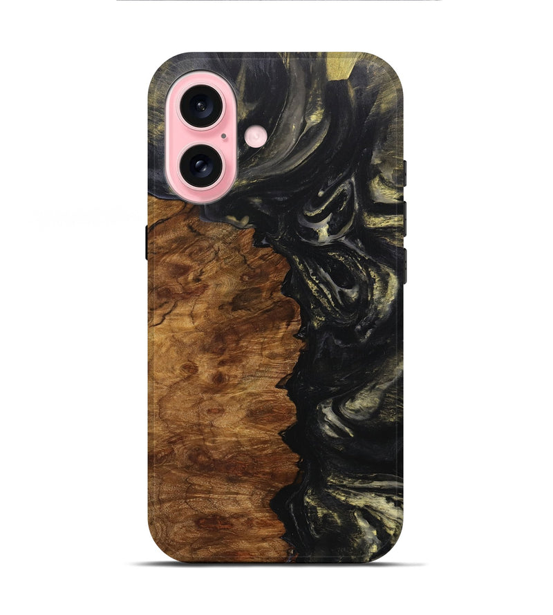 iPhone 16 Wood+Resin Live Edge Phone Case - Ronan (Black & White, 705949)