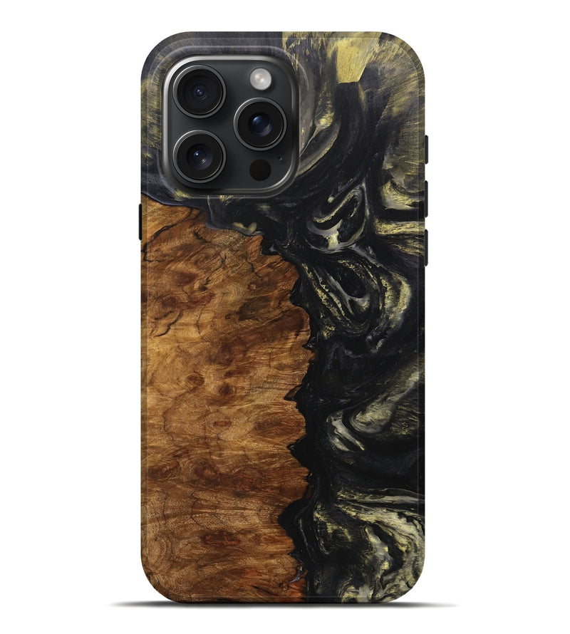 iPhone 16 Pro Max Wood+Resin Live Edge Phone Case - Ronan (Black & White, 705949)