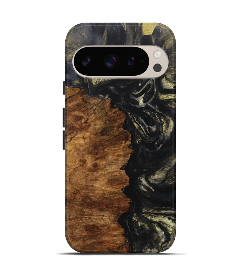 Pixel 9 Wood+Resin Live Edge Phone Case - Ronan (Black & White, 705949)