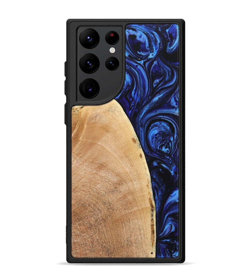 Galaxy S22 Ultra Wood+Resin Phone Case - Todd (Blue, 705979)