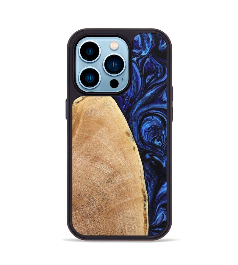 iPhone 14 Pro Wood+Resin Phone Case - Todd (Blue, 705979)