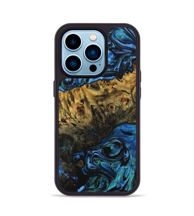 iPhone 14 Pro Wood+Resin Phone Case - Maxwell (Blue, 705996)
