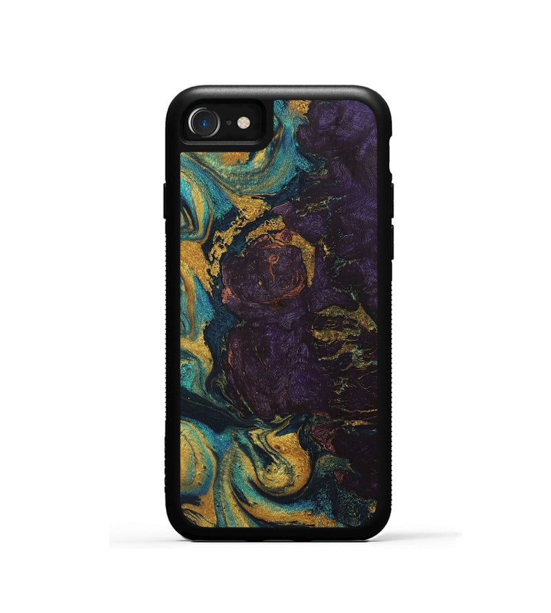 iPhone SE Wood+Resin Phone Case - Jaxon (Teal & Gold, 706028)