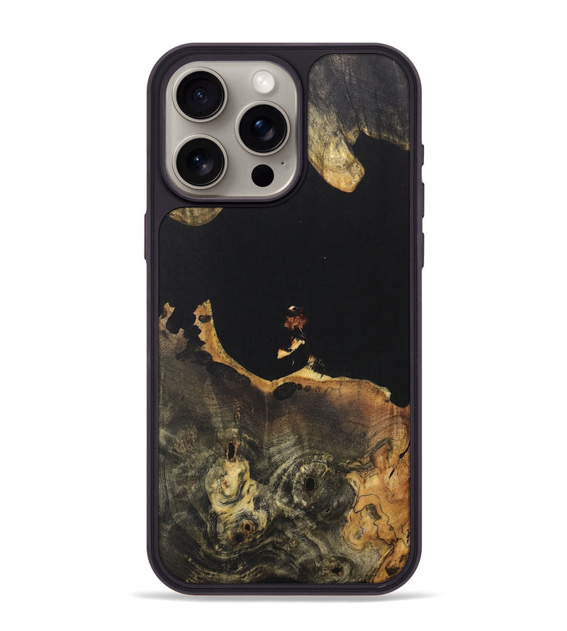 iPhone 15 Pro Max Wood+Resin Phone Case - Theo (Pure Black, 706029)