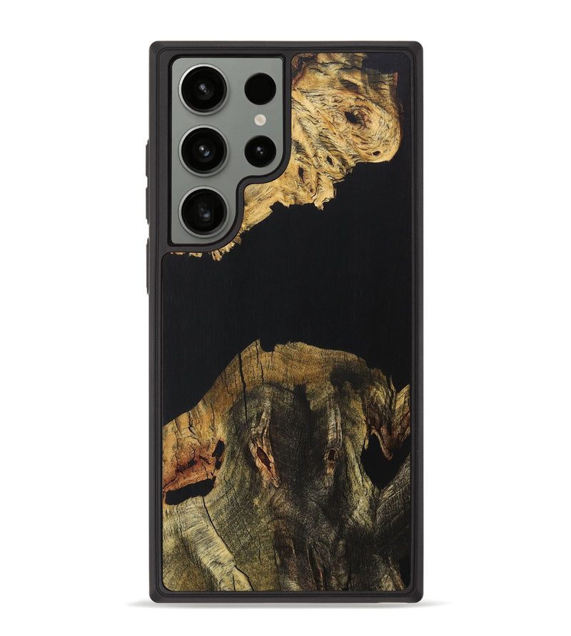 Galaxy S23 Ultra Wood+Resin Phone Case - Myrtle (Pure Black, 706035)