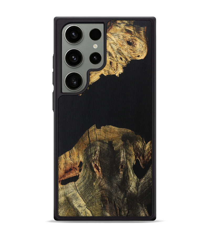 Galaxy S24 Ultra Wood+Resin Phone Case - Myrtle (Pure Black, 706035)