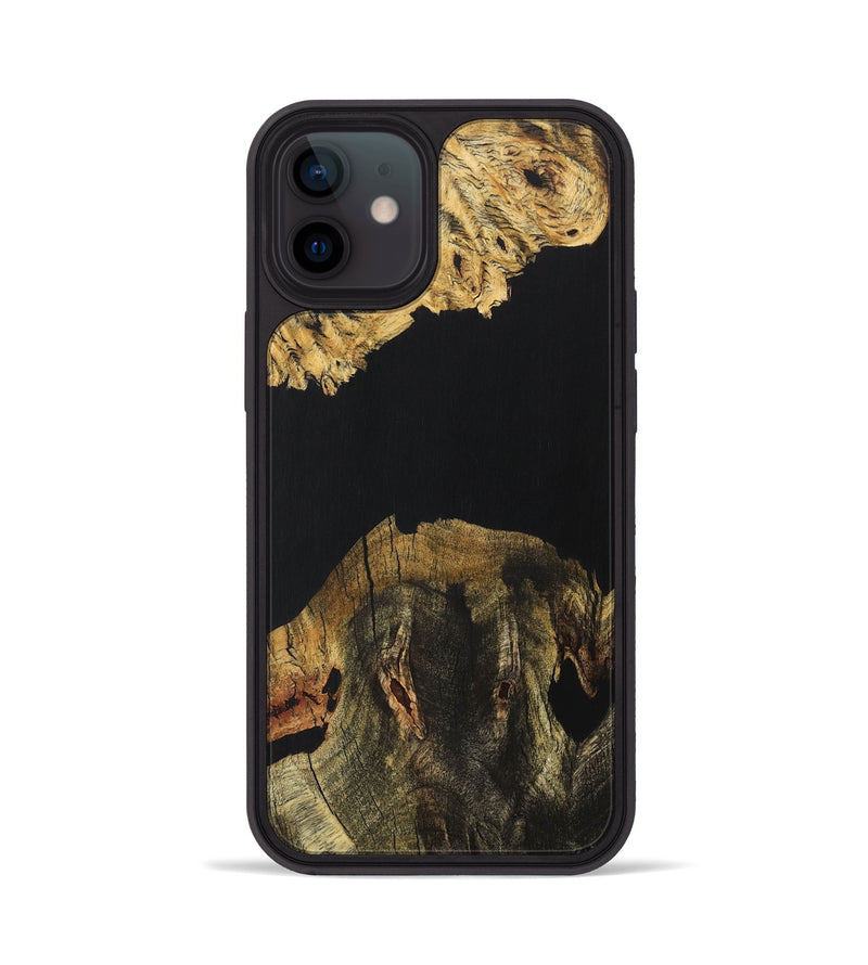 iPhone 12 Wood+Resin Phone Case - Myrtle (Pure Black, 706035)