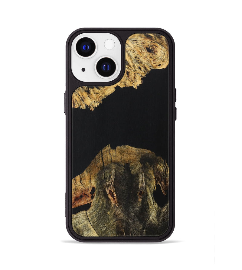 iPhone 13 Wood+Resin Phone Case - Myrtle (Pure Black, 706035)