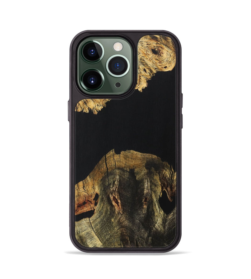 iPhone 13 Pro Wood+Resin Phone Case - Myrtle (Pure Black, 706035)