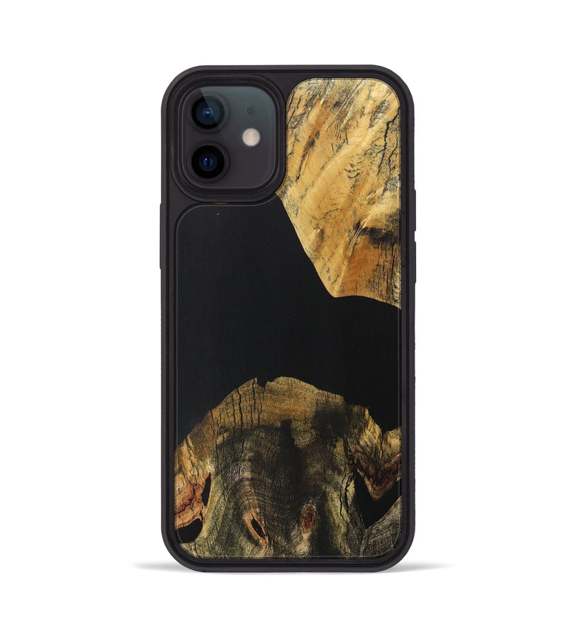 iPhone 12 Wood+Resin Phone Case - Abram (Pure Black, 706037)