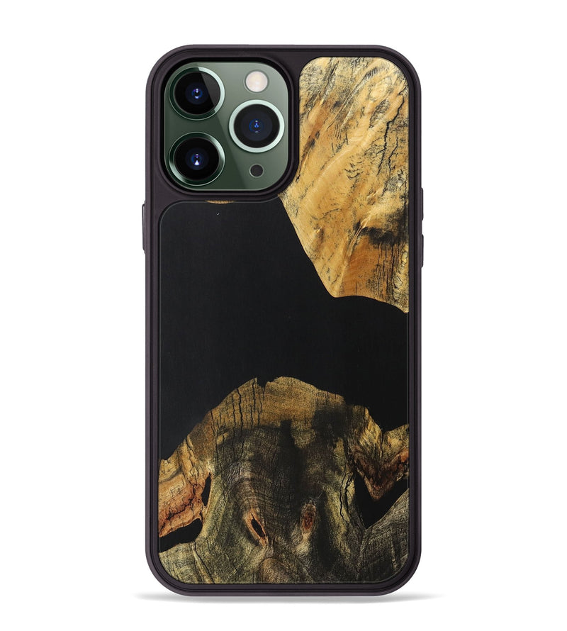 iPhone 13 Pro Max Wood+Resin Phone Case - Abram (Pure Black, 706037)