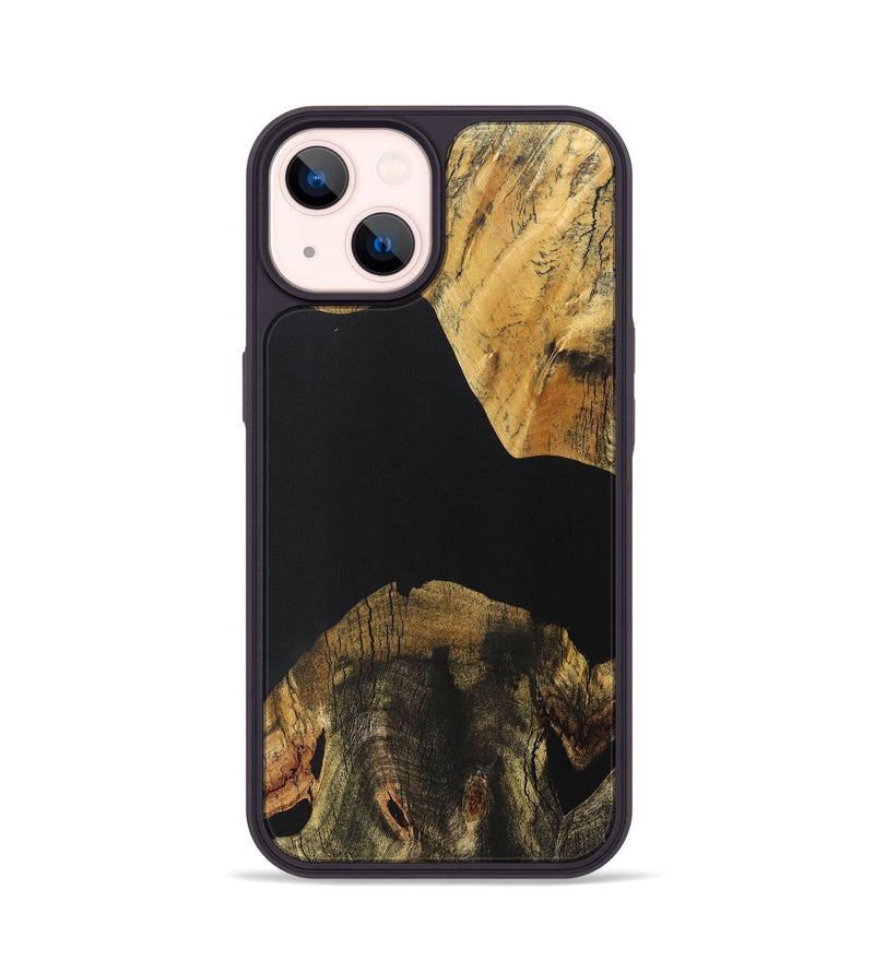 iPhone 14 Wood+Resin Phone Case - Abram (Pure Black, 706037)