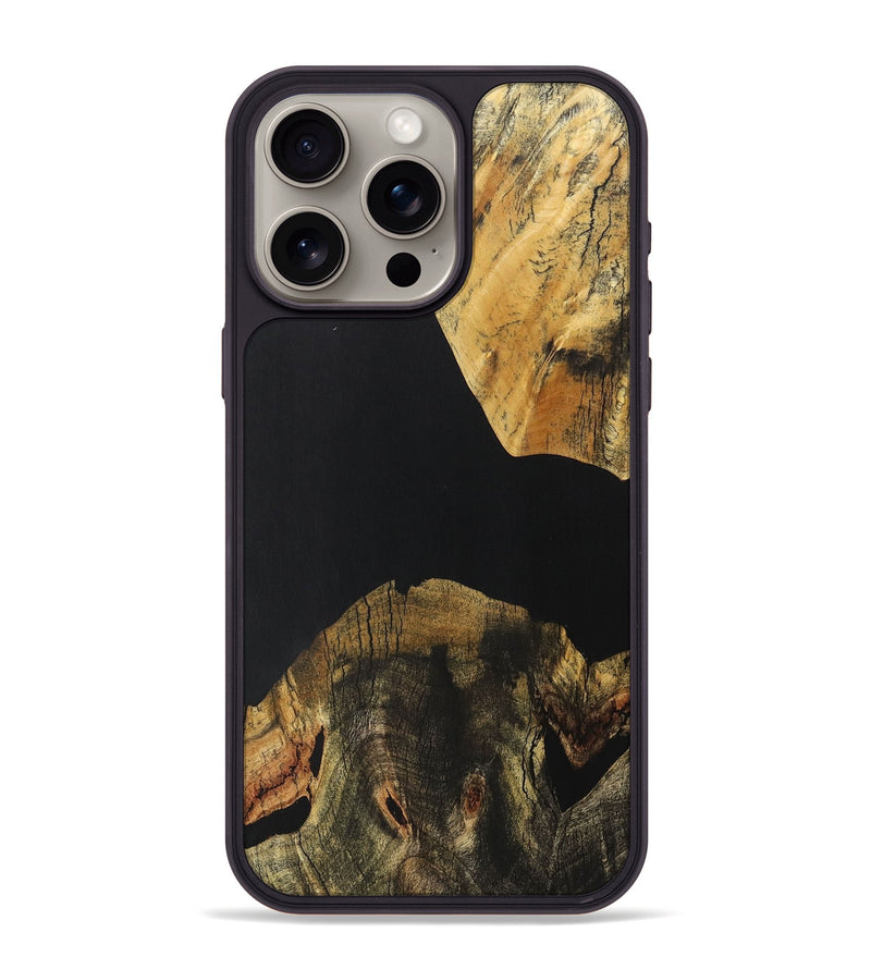 iPhone 15 Pro Max Wood+Resin Phone Case - Abram (Pure Black, 706037)