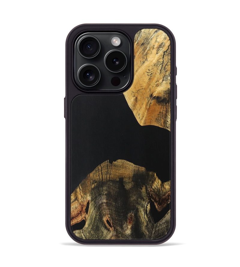 iPhone 15 Pro Wood+Resin Phone Case - Abram (Pure Black, 706037)